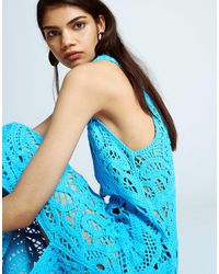 TOPSHOP - Knitted Crochet Maxi Dress - Lyst
