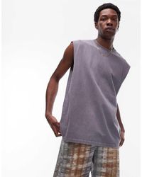 TOPMAN - Camiseta Gris Lavado Sin Mangas Extragrande De - Lyst