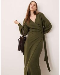 Pretty Lavish - Beau Wrap Knit Midaxi Dress - Lyst