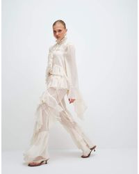 Noughts & Kisses - Chiffon Extreme Ruffle Detail Wide Leg Trouser Co-Ord - Lyst