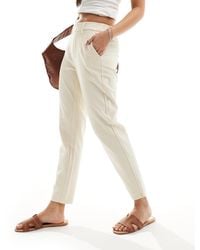 Object - Pantalones De Sastre Color Crema De Corte Capri Slim De -Beis Neutro - Lyst