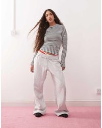 Weekday - Top A Rayas Blancas Y Negras De Manga Larga Acampanada De -Blanco - Lyst