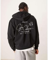 ASOS - Hoodie Met Rits En Print Op De Borst En Rug - Lyst