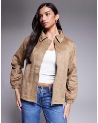 The Frolic - Exclusive Faux Suede Balloon Sleeve Bomber Jacket - Lyst