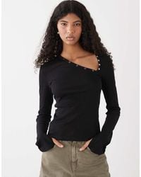 Weekday - Asymmetric Snap Button Detail Long Sleeve Top - Lyst