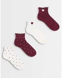 New Look - 4 Pack Heart And Polka Dot Frill Top Socks - Lyst