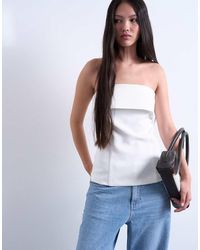 TOPSHOP - Foldover Long Line Top Bandeau - Lyst