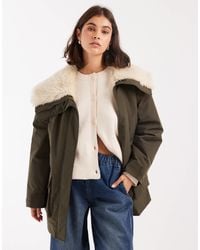 ASOS - Borg Collar Mid Length Parka - Lyst
