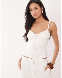 ASOS - Polyamide Twisted Strap Knot Front Ruched Top - Lyst