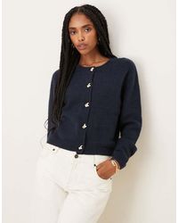 Brave Soul - Crew Neck Cardigan With Contrast Buttons - Lyst