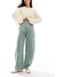 ASOS - Jeans A Vita Alta Color Salvia Con Gamba A Cilindro E Cuciture A Vista - Lyst