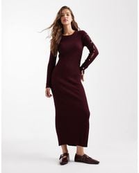 Mango - Teen Knitted Maxi Dress With Sleeve Button Detail - Lyst