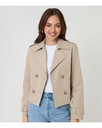 Threadbare - Petite Double Breasted Cropped Trench Coat - Lyst