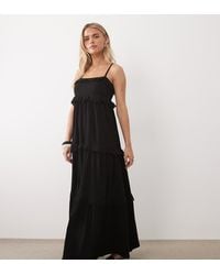 ASOS - Asos Design Petite Lace Trim Tiered Crinkle Cami Midi Dress - Lyst