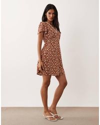New Look - Lace Trim Mini Tea Dress - Lyst