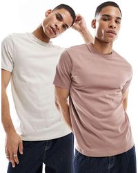 ASOS - Set Van 2 Basic T-Shirts Met Ronde Hals - Lyst