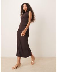 Mango - – hochgeschlossenes schmales maxikleid aus weichem modal-mix - Lyst