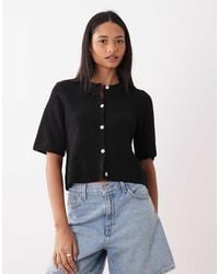 Pieces - Short Sleeve Boxy Cardigan - Lyst