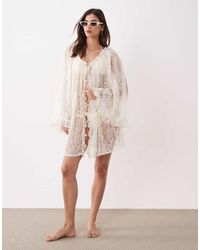 Miss Selfridge - Beach Lace Boho Wide Sleeve Cover Up - Lyst