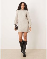 Jdy - Puff Sleeve Knitted Mini Jumper Dress - Lyst