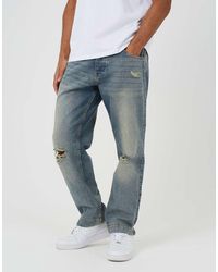 Brave Soul - Ripped Knee Wide Leg Denim Jeans With Side Hem Split Detail - Lyst