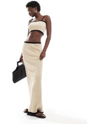 4th & Reckless - Beach Ribbed Knit Contrast Trim Maxi Skirt Co-ord - Lyst