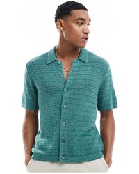 Abercrombie & Fitch - Crochet Knit Short Sleeve Polo Shirt - Lyst