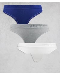 Cotton On - Pack De 3 Tangas De Color Azul Marino, Gris Y Blanco De Talle Alto Sin Costuras De Cotton On - Lyst