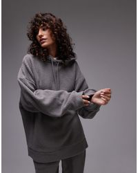 TOPSHOP - – oversize-kapuzenpullover aus teddyfell - Lyst