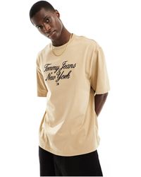 Tommy Hilfiger - Camiseta color arena con logo - Lyst