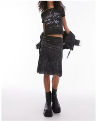 TOPSHOP - 90's Length Jersey Semi Sheer Skirt With Picot Trim - Lyst