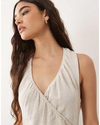ASOS - Linen Blend Halter Wrap Mini Dress - Lyst