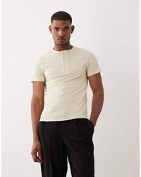 ASOS - Slim T-shirt With Henley Neck - Lyst
