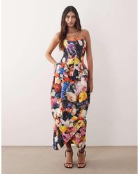 ARRANGE - Structured Volume Bandeau Midi Dress - Lyst