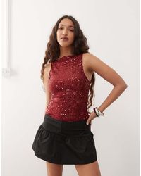 Motel - Top Sin Mangas De Punto Con Lentejuelas Dudley De -Rojo - Lyst