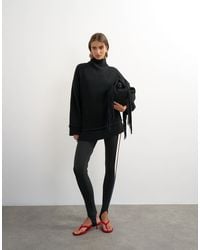 TOPSHOP - Knitted High Neck Roll Seam Detail Oversized Jumper With Wool - Lyst