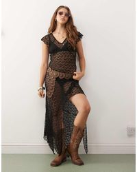 Noisy May - Cap Sleeve Maxi Dress With Asymmetric Hem - Lyst