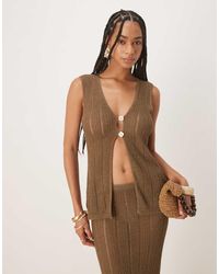 Six Stories - Crochet Button Vest Top Co-Ord - Lyst