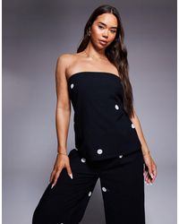 River Island - Printed Polka Dot Bandeau Top - Lyst