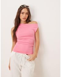 Mango - Top à épaules dénudées et encolure bateau en jersey - Lyst