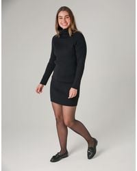 French Connection - Cosy Ribbed Cowl Neck Long Sleeve Mini Dress - Lyst