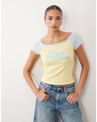 ASOS - Contrast Raglan Baby Tee With Playa Norte Embroidered Graphic - Lyst
