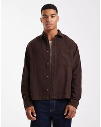 ASOS - – kastiges oversize-hemd aus braunem flanell im vintage-design - Lyst