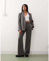 Weekday - Pantaloni Extra Larghi A Vita Medio Alta Mélange A Righe Con Pieghe Sul Davanti - Lyst