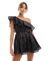 Collective The Label - One Shoulder Ruffle Playsuit - Lyst