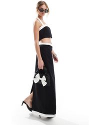 4th & Reckless - Jupe longue d'ensemble aspect lin à bord contrastant - et blanc - Lyst