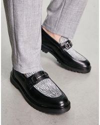 H by Hudson - – exklusiv – alevero – loafer aus schwarzem leder mit zebramuster und ponydetail - Lyst