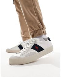 Polo Ralph Lauren - Sayer - baskets en cuir et daim avec bandes - et bleu marine - Lyst