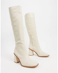 Pull&Bear Pull On Knee Boots - Natural
