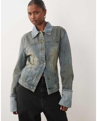Lioness - The Bronx Cinch Waist Wide Cuff Detail Denim Jacket - Lyst